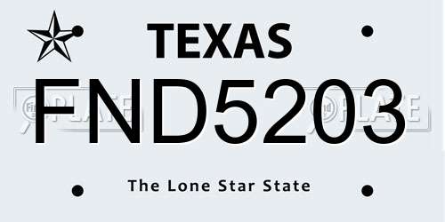 FND5203 Texas License Plate