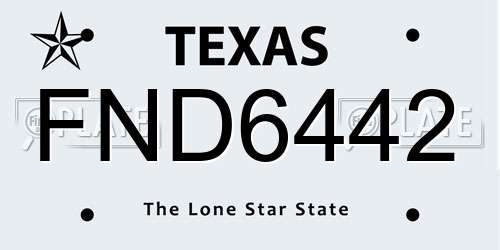 FND6442 Texas License Plate