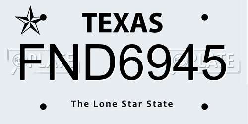 FND6945 Texas License Plate