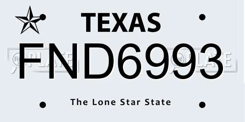 FND6993 Texas License Plate