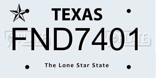 FND7401 Texas License Plate