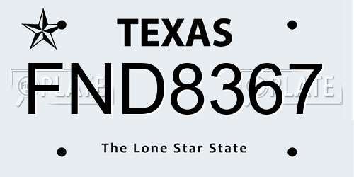 FND8367 Texas License Plate
