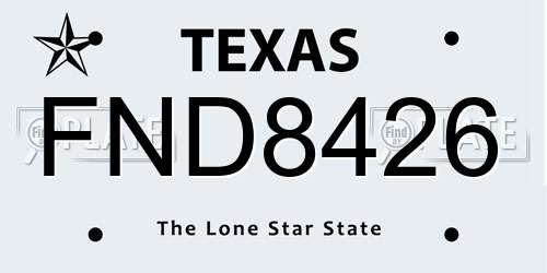 FND8426 Texas License Plate