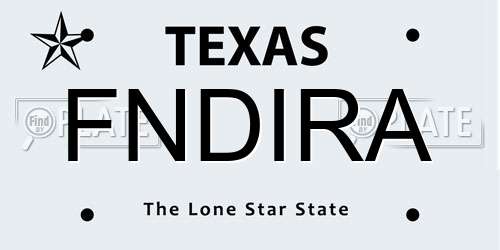 FNDIRA Texas License Plate