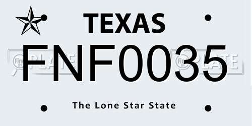 FNF0035 Texas License Plate