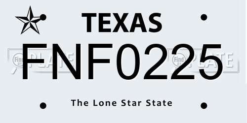 FNF0225 Texas License Plate