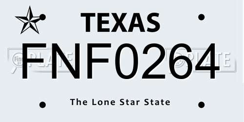 FNF0264 Texas License Plate