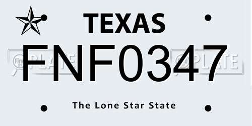 FNF0347 Texas License Plate