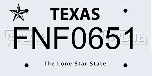 FNF0651 Texas License Plate