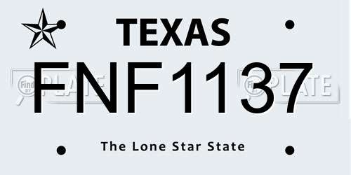 FNF1137 Texas License Plate