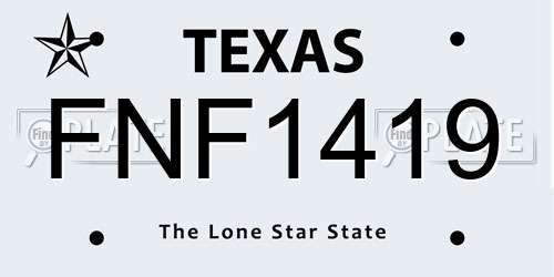 FNF1419 Texas License Plate