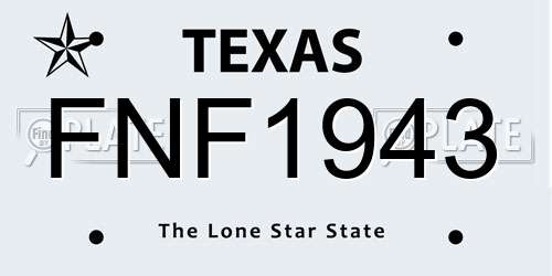 FNF1943 Texas License Plate