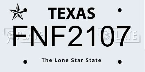 FNF2107 Texas License Plate