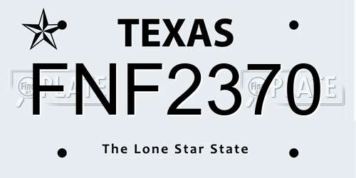 FNF2370 Texas License Plate