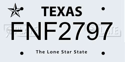 FNF2797 Texas License Plate