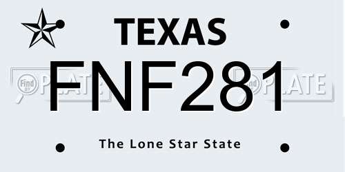 FNF281 Texas License Plate