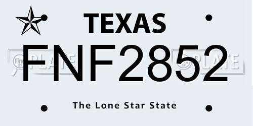 FNF2852 Texas License Plate