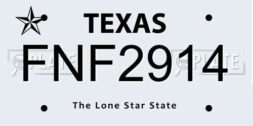 FNF2914 Texas License Plate