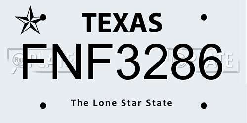 FNF3286 Texas License Plate