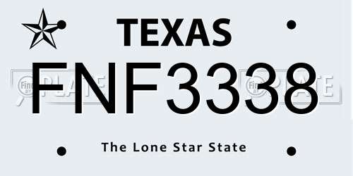 FNF3338 Texas License Plate