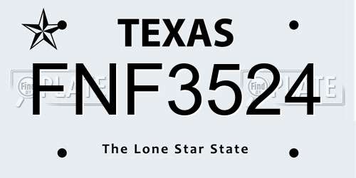 FNF3524 Texas License Plate