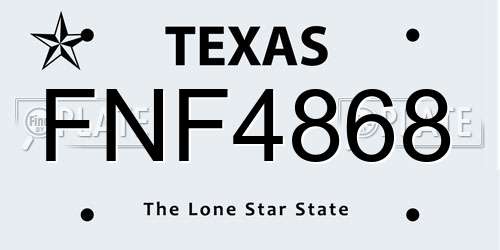FNF4868 Texas License Plate