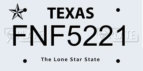 FNF5221 Texas License Plate