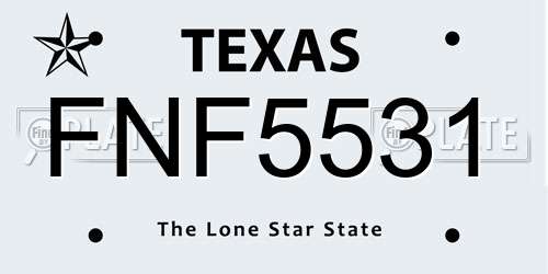 FNF5531 Texas License Plate