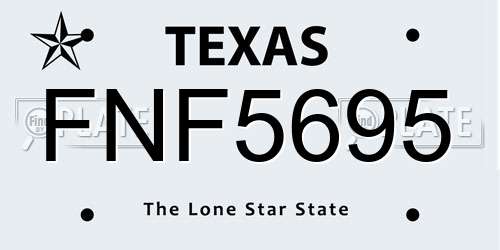 FNF5695 Texas License Plate
