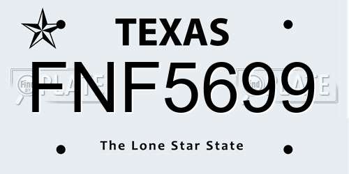 FNF5699 Texas License Plate