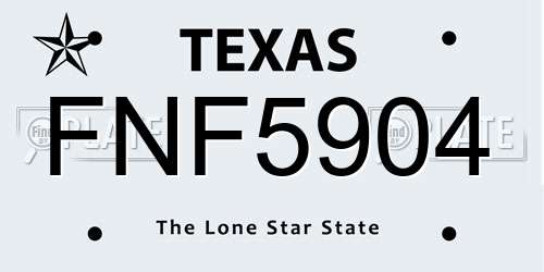 FNF5904 Texas License Plate