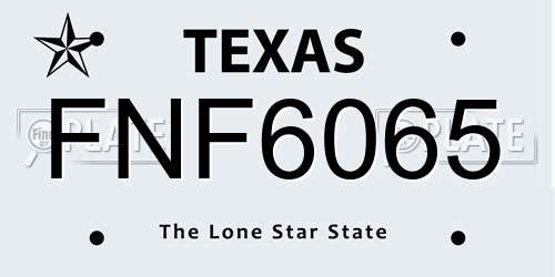 FNF6065 Texas License Plate