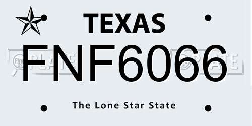FNF6066 Texas License Plate