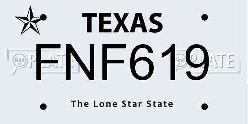 FNF619 Texas License Plate