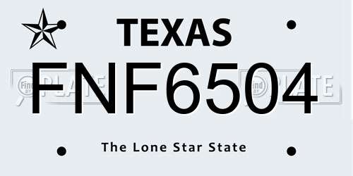 FNF6504 Texas License Plate