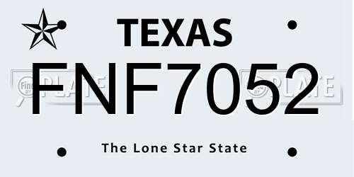 FNF7052 Texas License Plate