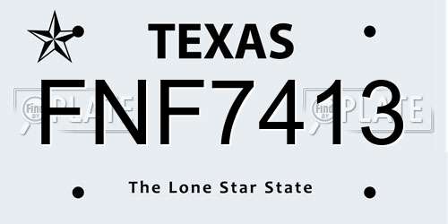 FNF7413 Texas License Plate