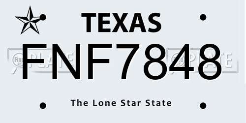 FNF7848 Texas License Plate