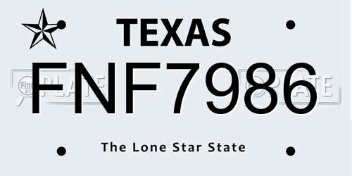 FNF7986 Texas License Plate