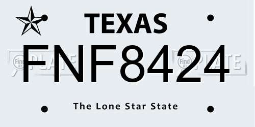 FNF8424 Texas License Plate