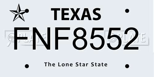 FNF8552 Texas License Plate