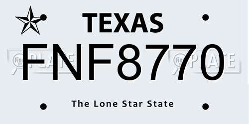 FNF8770 Texas License Plate