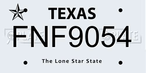 FNF9054 Texas License Plate