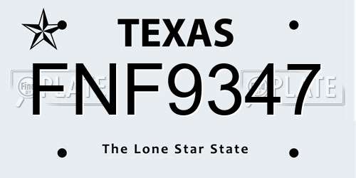 FNF9347 Texas License Plate