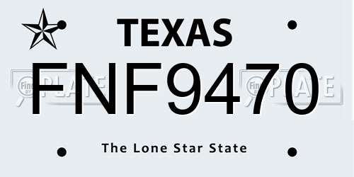 FNF9470 Texas License Plate