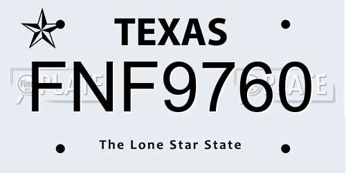 FNF9760 Texas License Plate