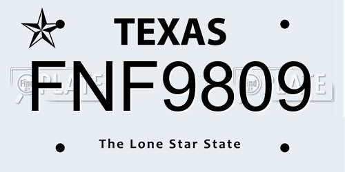 FNF9809 Texas License Plate