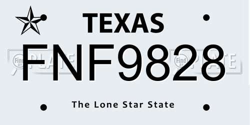 FNF9828 Texas License Plate