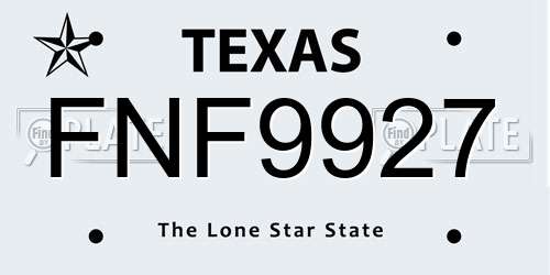 FNF9927 Texas License Plate