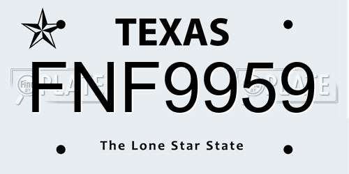 FNF9959 Texas License Plate